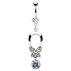 Bauchnabelpiercing Strass Schmetterling Zirkonia Stein C316L Chirurgenstahl