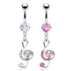 Bauchnabelpiercing Musik Note mit Kristall Strass Steinchen aus Chirurgenstahl