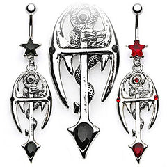 Gothic Bauchnabelpiercing Kreuz Schlange Zirkonia Stern
