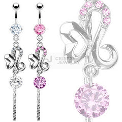 Bauchnabel Piercing mit eleganter Strass-Schleife und Kristallsteinen.