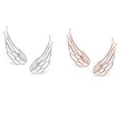 Manschetten Ohrringe Elegant Engelsflügel Damen Ohrklemme 925er Sterling Silber Zirkonia