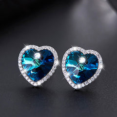 Ohrstecker mit funkelnden blauen Zirkonia Herz in 925er Silber Ohrschmuck