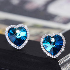 Ohrstecker mit funkelnden blauen Zirkonia Herz in 925er Silber Ohrschmuck