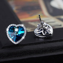 Ohrstecker mit funkelnden blauen Zirkonia Herz in 925er Silber Ohrschmuck