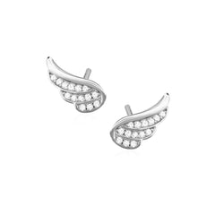 Ohrstecker Flügel Zirkonia Steinchen aus 925er Silber Damen Ohrschmuck