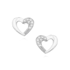 Ohrstecker Herz Zirkonia Steinchen aus 925er Silber Damen Mädchen Ohrschmuck