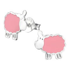 Kinder Mädchen Ohrstecker pinkes Schaf 925er Silber Ohrringe