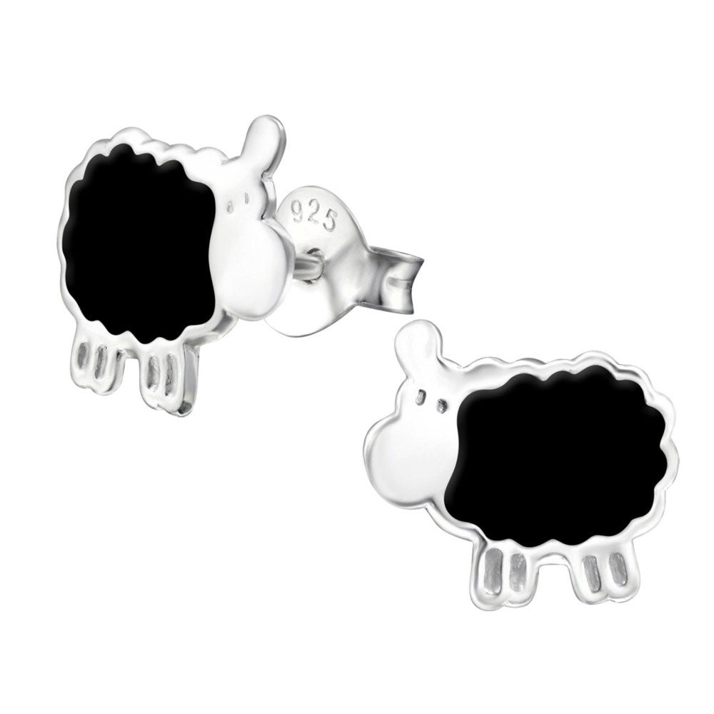 Kinder Mädchen Ohrstecker schwarzes Schaf 925er Silber Ohrringe