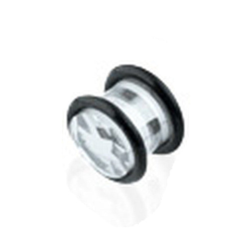 Ohr Plug Zirkonia in weiß mit Gummiringen