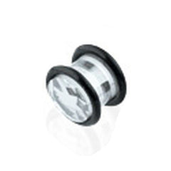 Ohr Plug Zirkonia in weiß mit Gummiringen