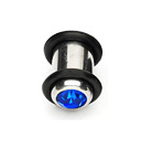 Plug Tunnel mit Kristallstein blau