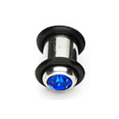 Plug Tunnel mit Kristallstein blau