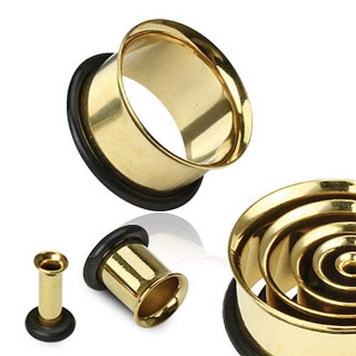 Single Flared Flesh Tunnel Chirurgenstahl Gold Tube
