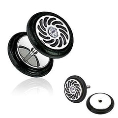 Fake Plug Ohr Piercing Swirl Zirkonia C316L