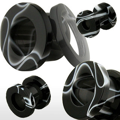 Flesh Tunnel schwarz-weiss marmoriert