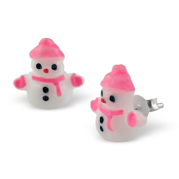 Kinder Ohrstecker Schneemann Kunststoff 925er Silber Kinderschmuck Geschenkidee