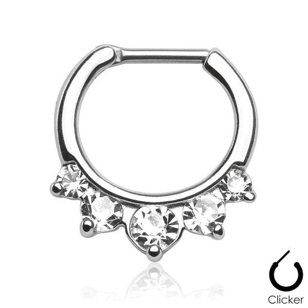 Septum Nasenpiercing Clicker Nasenring Kristall Steine Helix Clip - Cristal-Jewelry