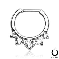 Septum Nasenpiercing Clicker Nasenring Kristall Steine Helix Clip - Cristal-Jewelry