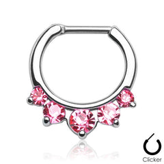 Septum Nasenpiercing Clicker Nasenring Kristall Steine Helix Clip - Cristal-Jewelry