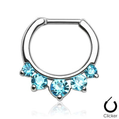 Septum Nasenpiercing Clicker Nasenring Kristall Steine Helix Clip - Cristal-Jewelry
