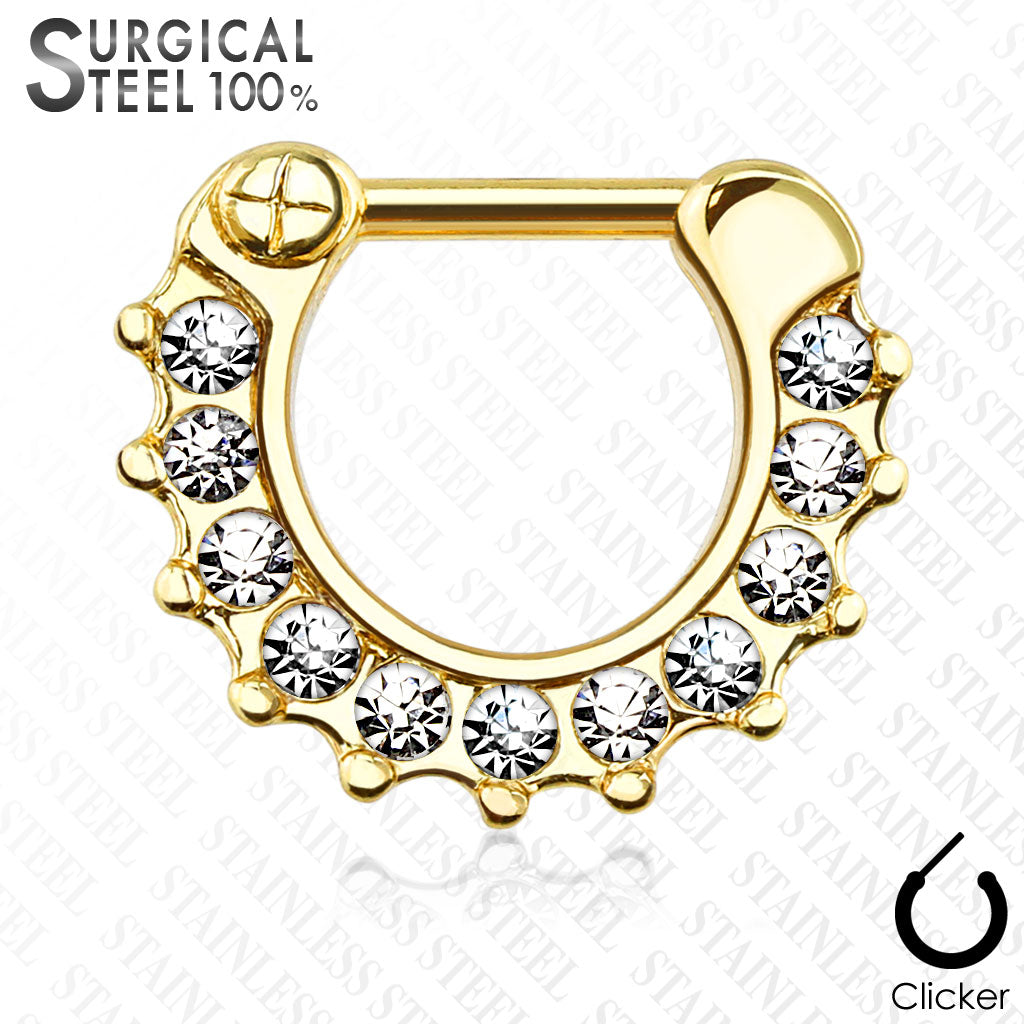 Septum Nasenpiercing Clicker Nasenring 11 Kristall Strass Steinchen Helix Clip - Cristal-Jewelry