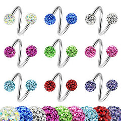Twister Spirale Piercing Strass Kugeln Chirurgenstahl C316L