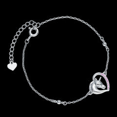 Armband mit Charm Anhänger Pferd  Einhorn Herz  925er Silber pink Zirkonia  Kinder Mädchen Damen