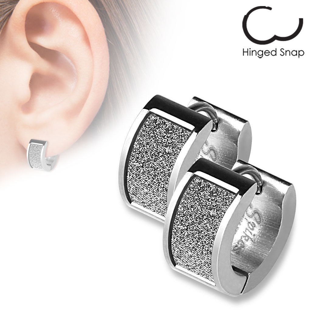 1 Paar Ohrringe Creolen mit Glitter satiniert Edelstahl Farbwahl - Cristal-Jewelry