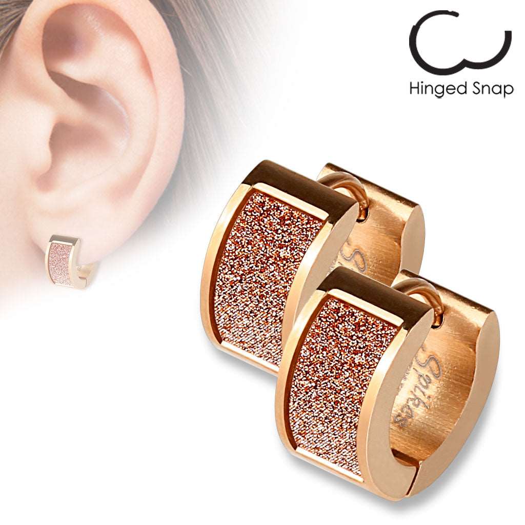 1 Paar Ohrringe Creolen mit Glitter satiniert Edelstahl Farbwahl - Cristal-Jewelry