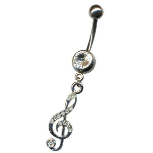 Bauchnabelpiercing mit Musiknote und Strass Kristall