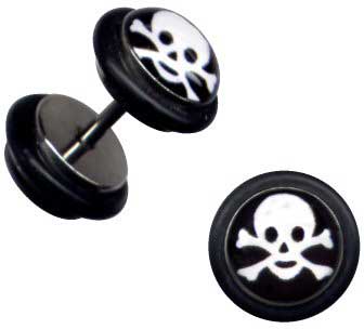 Fake Tunnel Plug Ohr Piercing Totenkopf Logo aus Chirurgenstahl - Cristal-Jewelry