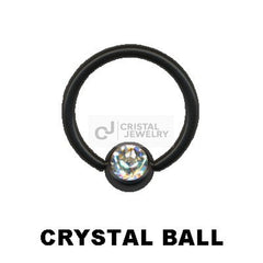 BCR Klemmring Piercing mit Strass schwarz Chirurgenstahl 1,2mm/1,6mm - Cristal-Jewelry