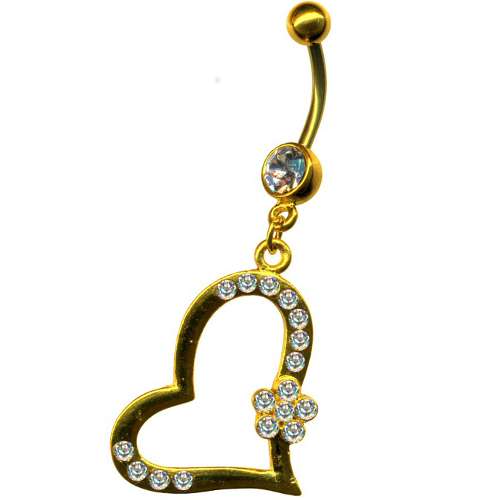 Bauchnabelpiercing Gold-Style Herz Anhänger C316L