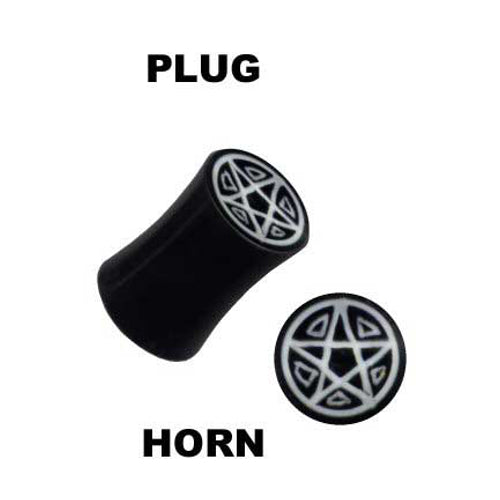 Plug aus Horn für Gedehnte mit Pentagramm
