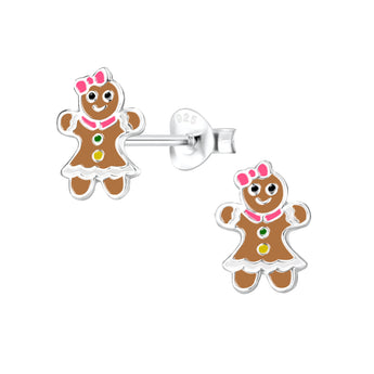 Kinder Ohrstecker Ohrschmuck Lebkuchenmann Lebkuchenmädchen 925er Silber Ohrringe