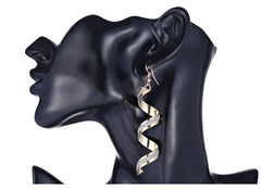 Ohrringe Ohrhänger Twister Spirale glitzer Strass gold schwarz silber Modeschmuck - Cristal-Jewelry