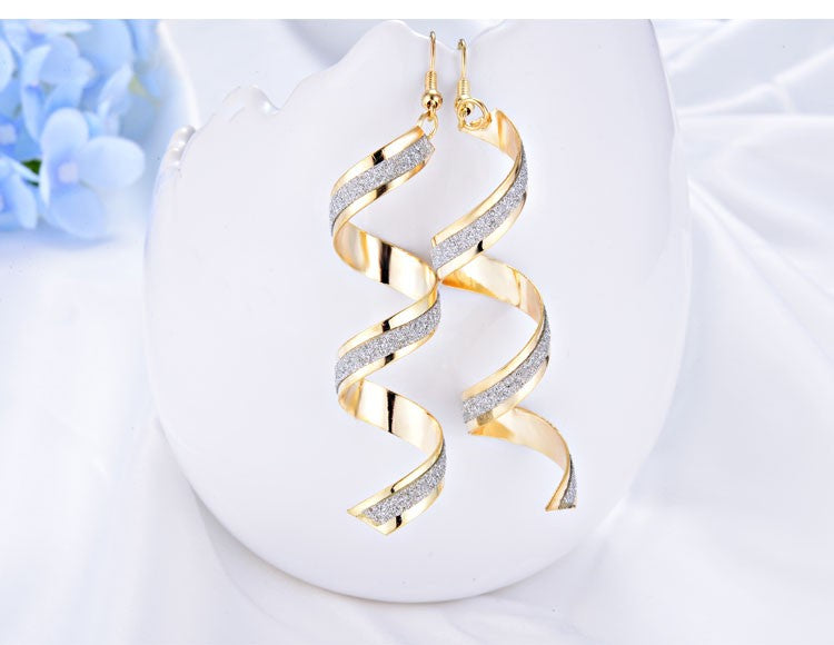 Ohrringe Ohrhänger Twister Spirale glitzer Strass gold schwarz silber Modeschmuck - Cristal-Jewelry