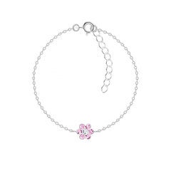 Kinder Mädchen Armband Blume mit Strass in pink 925er Silber - Cristal-Jewelry