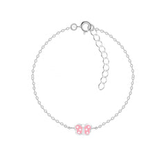 Kinder Mädchen Armband pink Schmetterling mit Punkten 925er Silber - Cristal-Jewelry