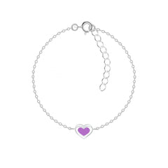 Kinder Mädchen Armband mit lila Herz 925er Silber - Cristal-Jewelry