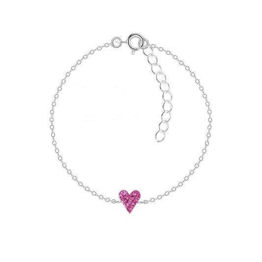 Kinder Mädchen Armband Herz mit Strass in pink 925er Silber - Cristal-Jewelry