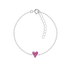Kinder Mädchen Armband Herz mit Strass in pink 925er Silber - Cristal-Jewelry