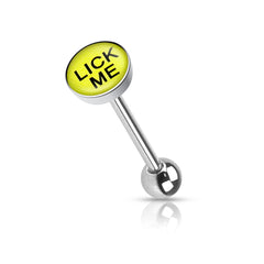 Zungenpiercing Barbell Lick Me Logo aus Chirurgenstahl C316L - Cristal-Jewelry