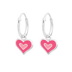 Kinder Mädchen Creolen Ohrringe Herz pink 925er Silber Kinderschmuck - Cristal-Jewelry