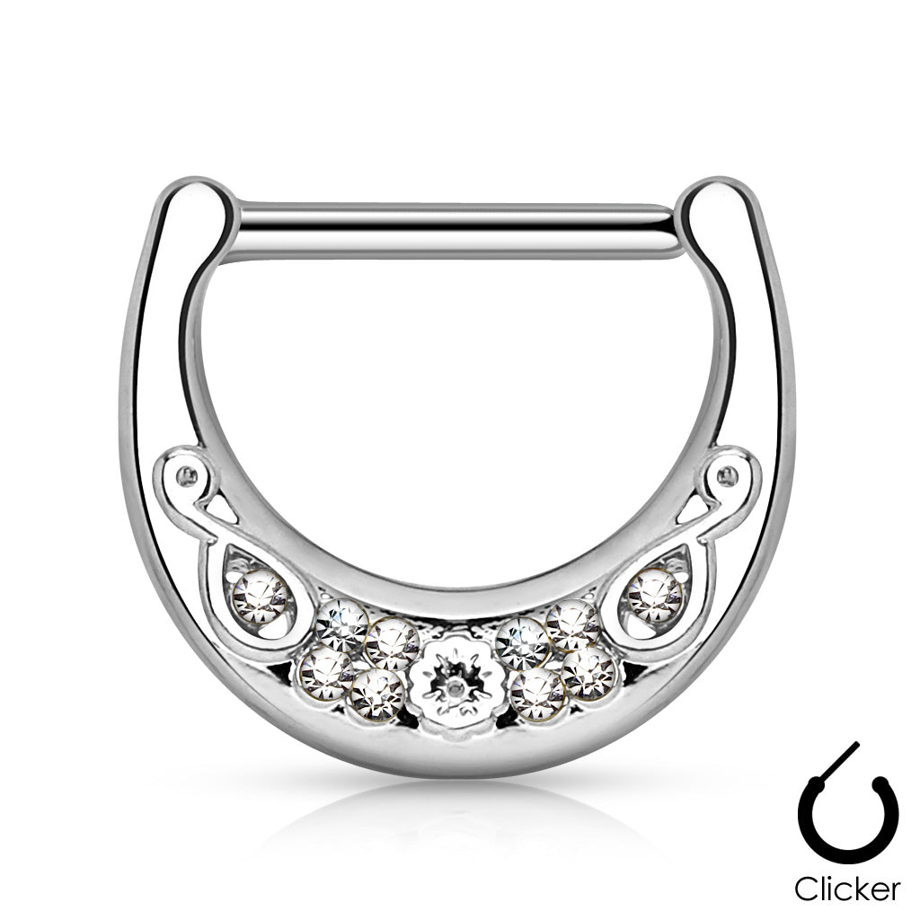 Brustpiercing Brustwarzenpiercing Strass Steinchen Nipple Clicker - Cristal-Jewelry
