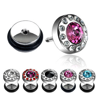 Fake Plug Piercing Zirkonia Stein uns Strass Steinchen Chirurgenstahl C316L - Cristal-Jewelry