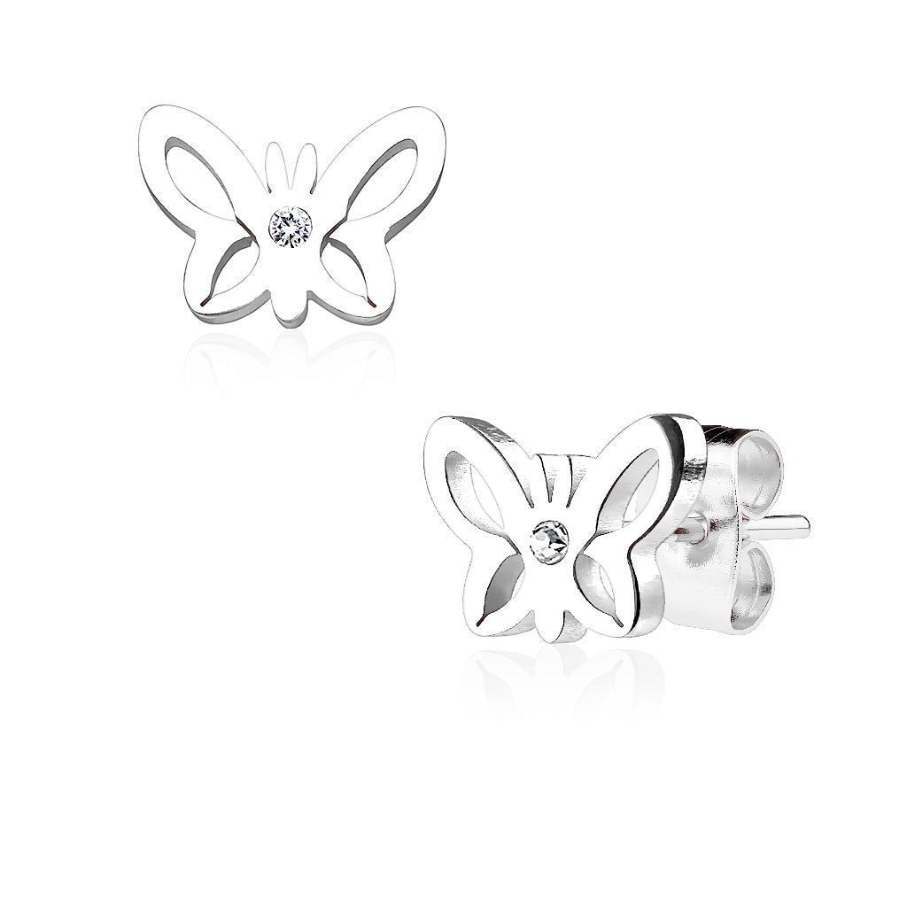 1 Paar Ohrstecker Ohrringe Schmetterling Strass Edelstahl - Cristal-Jewelry