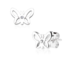 1 Paar Ohrstecker Ohrringe Schmetterling Strass Edelstahl - Cristal-Jewelry