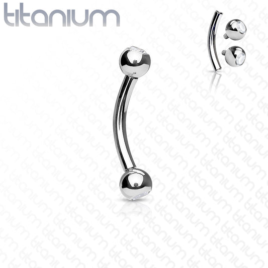 Augenbrauenpiercing Curved Barbel Hantel mit Strass aus Titan - Cristal-Jewelry