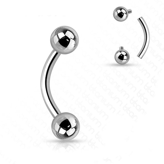 Augenbrauenpiercing Curved Barbel Hantel mit Kugeln aus Titan - Cristal-Jewelry